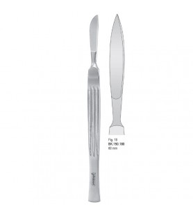 Scalpel stainless steel pointed 60mm blade fig. 18