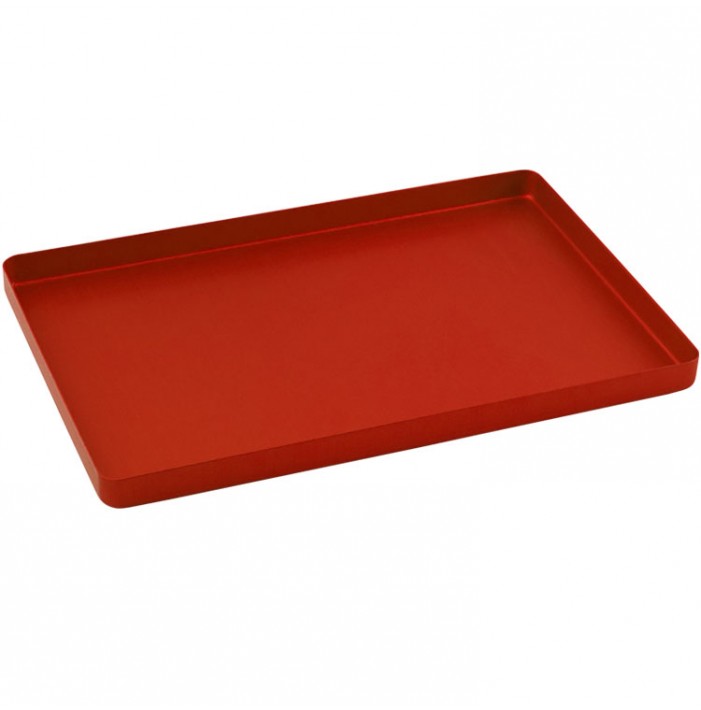 Instrument tray maxi aluminum solid 284x183x17mm red