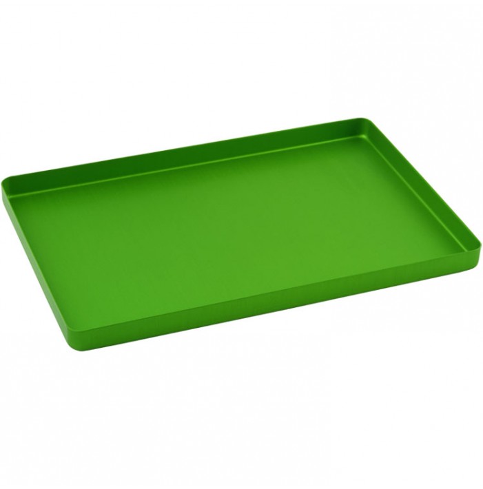 Instrument tray maxi aluminum solid 284x183x17mm green
