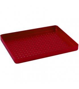 Instrument tray midi aluminum perforated 180x140x17mm red