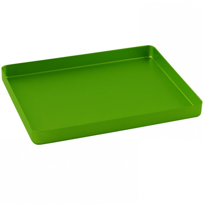 Instrument tray midi aluminum solid 180x140x17mm green