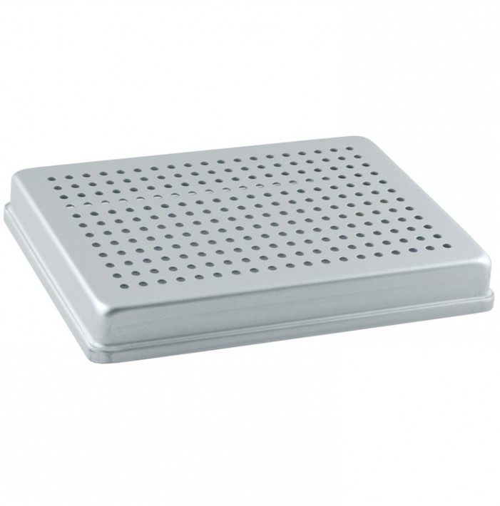 Perforated cover for midi trays, aluminum silver 187x145x25mm
