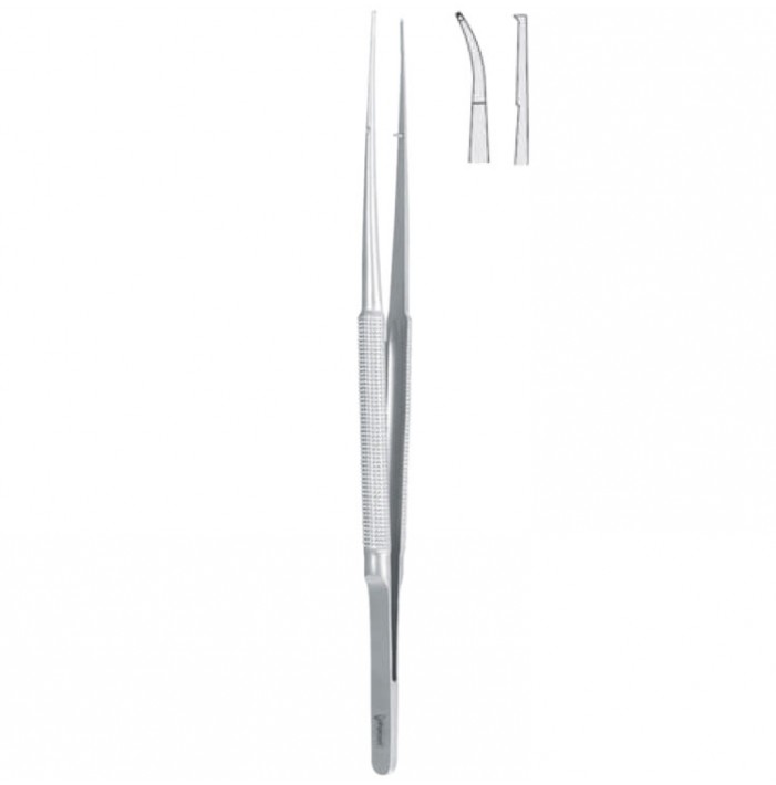 Forceps micro round handles curved 1x2th 180mm
