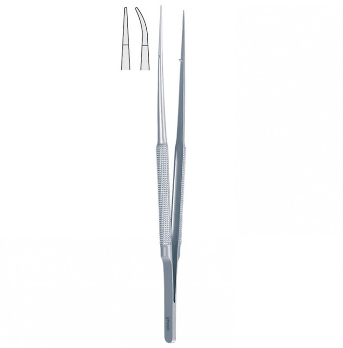 Forceps micro round handles curved 180mm