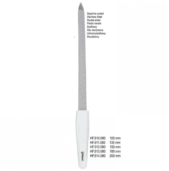Nail File Sapphire with white plastic handle 180mm
