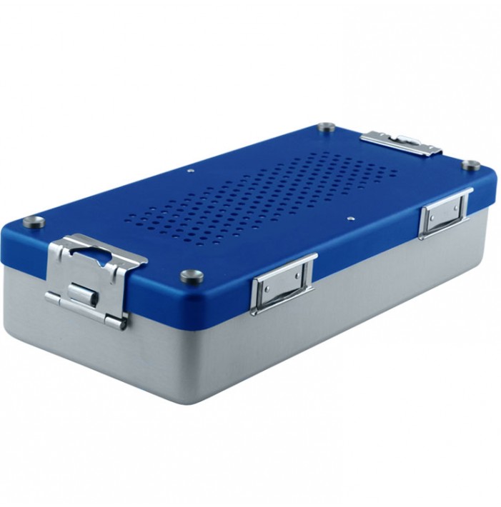Container mini complete with perforated lid + perforated bottom, 285x135x60mm, blue