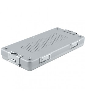 Container mini complete with perforated lid + perforated bottom, 285x135x35mm, silver