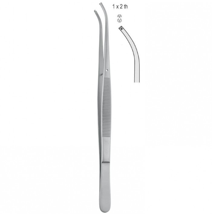 Forceps tissue Potts-Smith 1x2th curved 250mm