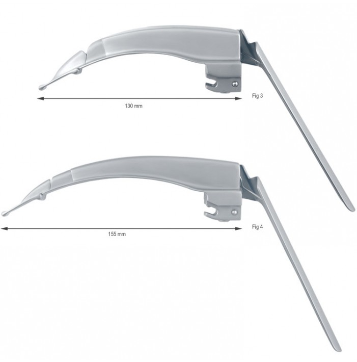Laryngoscope fiber optic concealed MacMov set blade fig. 3 to 4 + Midi handle XENON