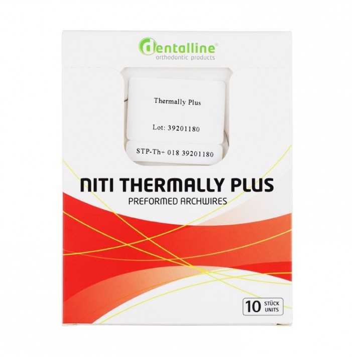 Dentalline NiTi Thermally Plus D-Form square archwires With Stops universal .016" x .016" (Pack of 10 pieces)
