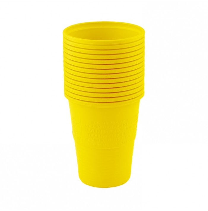 Disposable plastic cups yellow 180ml (Pack of 100 pieces)