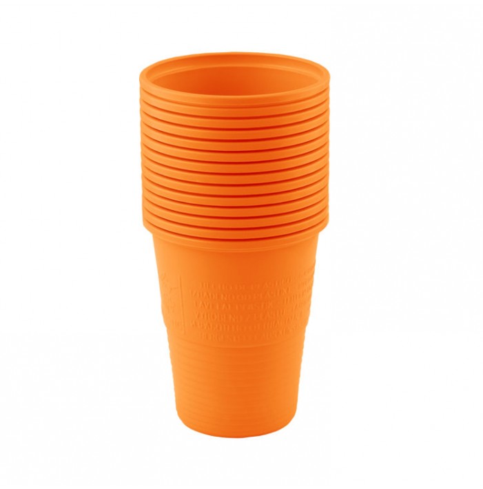 Disposable plastic cups orange 180ml (Pack of 100 pieces)