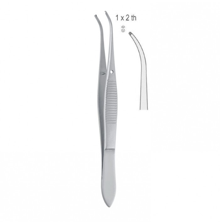 Forceps tissue Iris 1x2th less curved 100mm