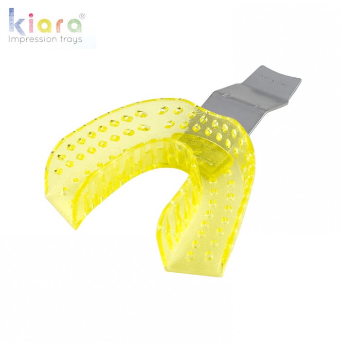 Kiara impression trays dentate lower large fig. 12 (Transparent Yellow) (Pack of 25)