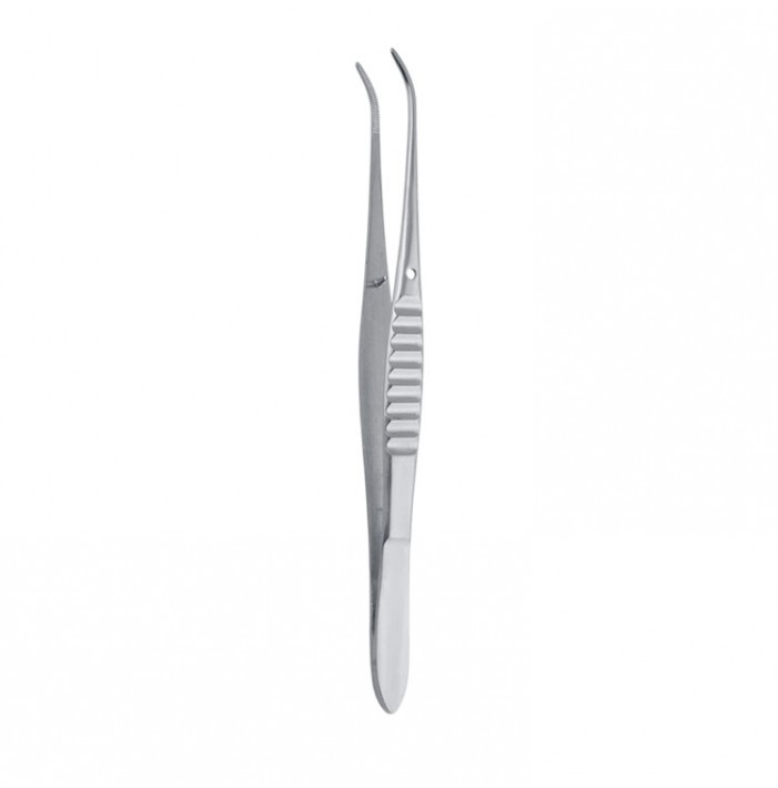 Forceps dissecting Iris serrated less curved 110mm
