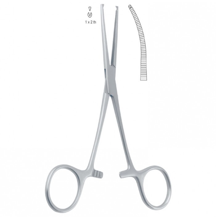 Forceps artery Kocher-Delicate 1x2th curved 165mm
