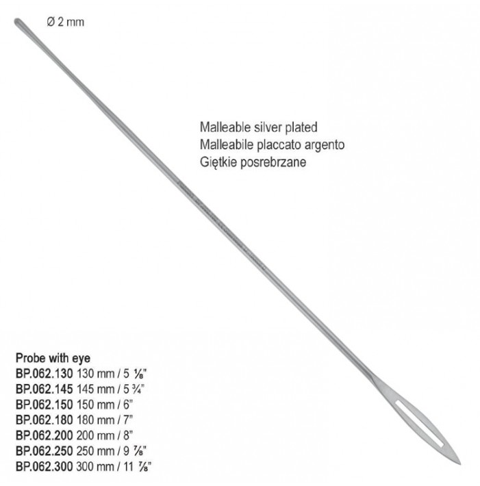 Zgłębnik główkowy z oczkiem posrebrzany 250mm