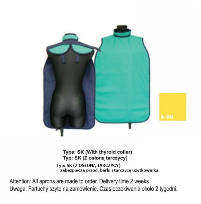 X-Ray Apron type SK-With thyroid collar heavy 0.35mm Pb, 50x80mm