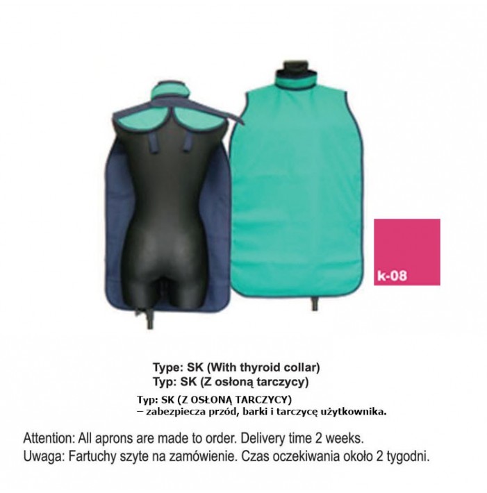 X-Ray Apron type SK-With thyroid collar heavy 0.35mm Pb, 50x80mm