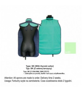 X-Ray Apron type SK-With thyroid collar heavy 0.35mm Pb, 40x60mm