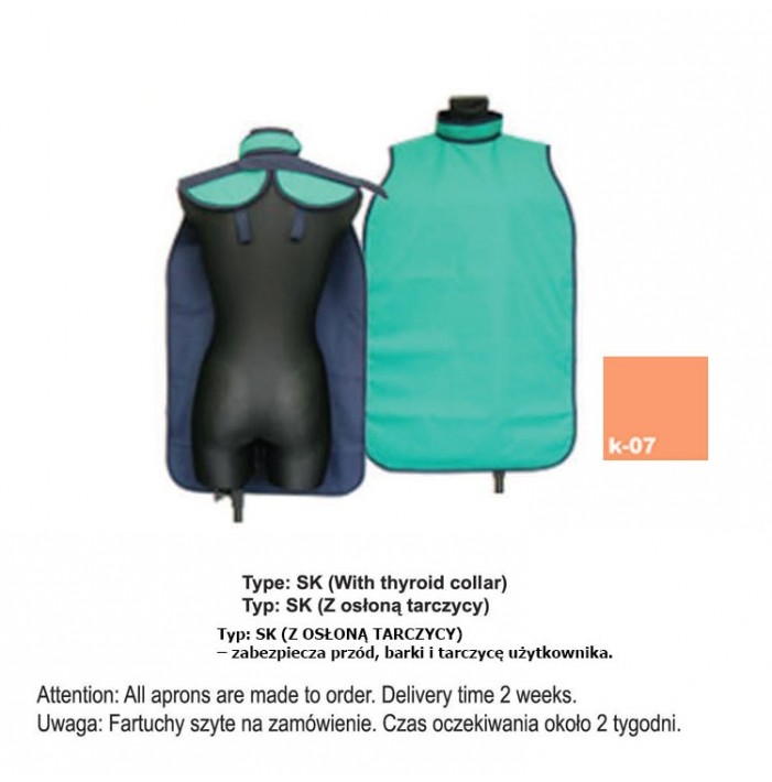 X-Ray Apron type SK-With thyroid collar heavy 0.50mm Pb, 50x80mm