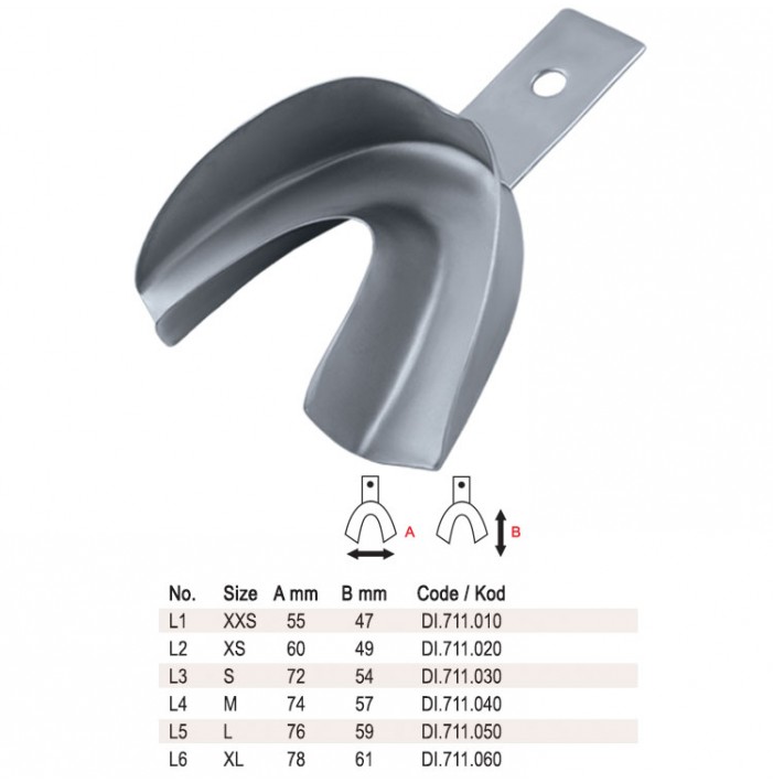 Impression tray regular solid without rim lower