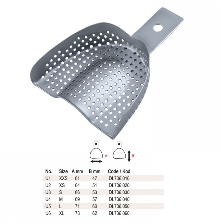 Impression tray regular perforated without rim upper
