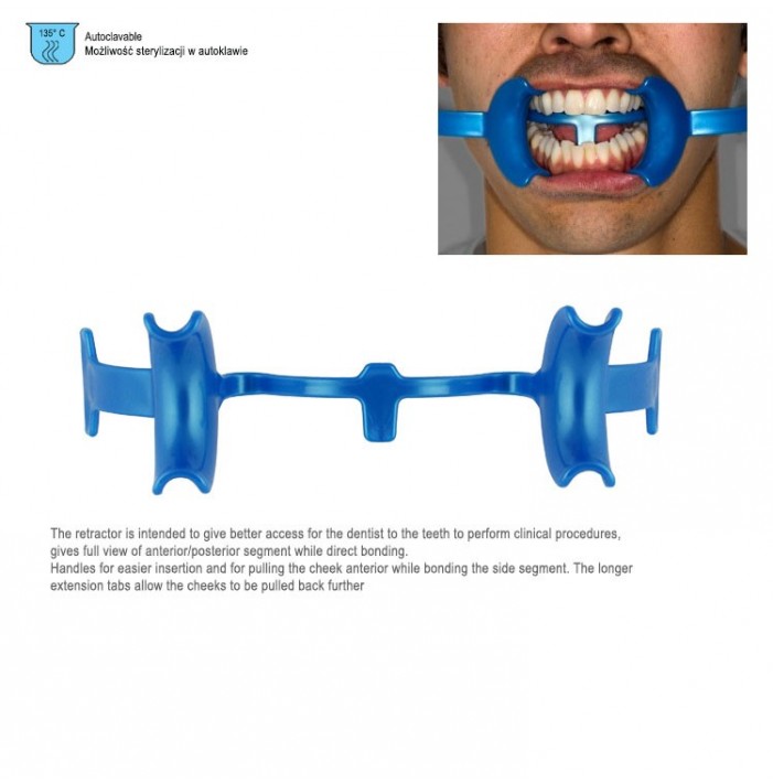 Retractor intraoral for child with tongue blocker blue 32mm, (autoclavable 121°C)