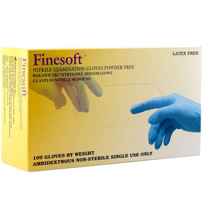 Finesoft Rękawiczki nitrylowe niebieskie bezpudrowe roz.XS (100 szt.)