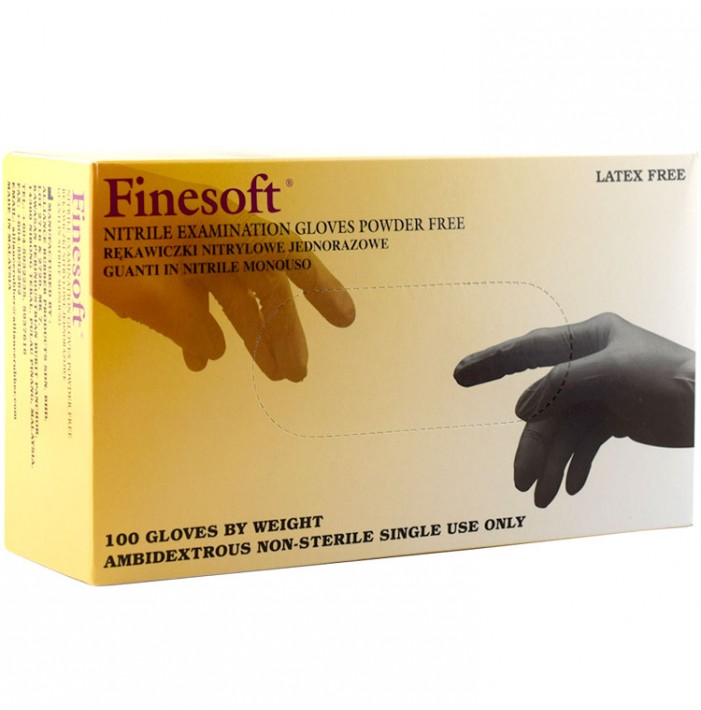Finesoft nitrile gloves black, powder free (box of 100 gloves)