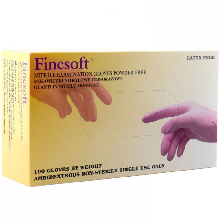 Finesoft nitrile gloves Pink powder free (box of 100 gloves)