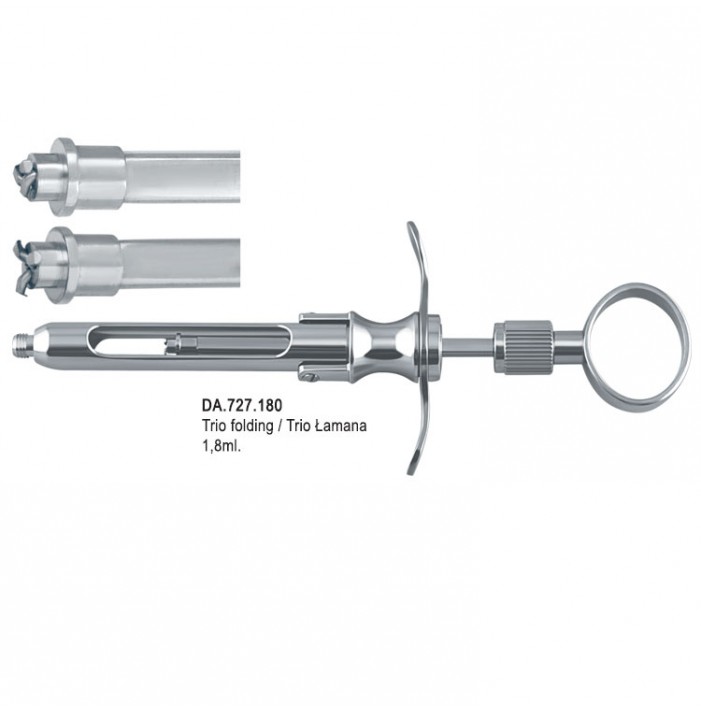 Brass-Series Strzykawka z aspiracją ręczną typ Trio Łamana 1.8 ml