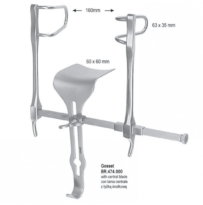 Retractor SR abdominal Gosset with central blade set