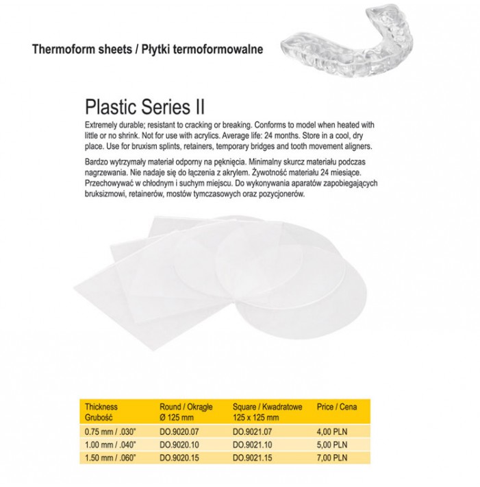 Plastic Series II thermoform sheets round 1.50mm/.060"