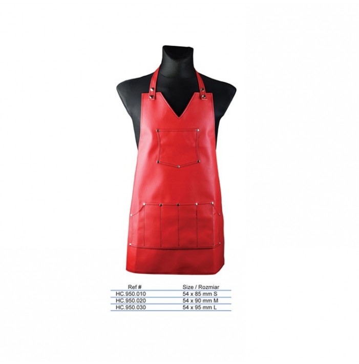 Leather hairdressing barber apron red size S 54 x 85mm
