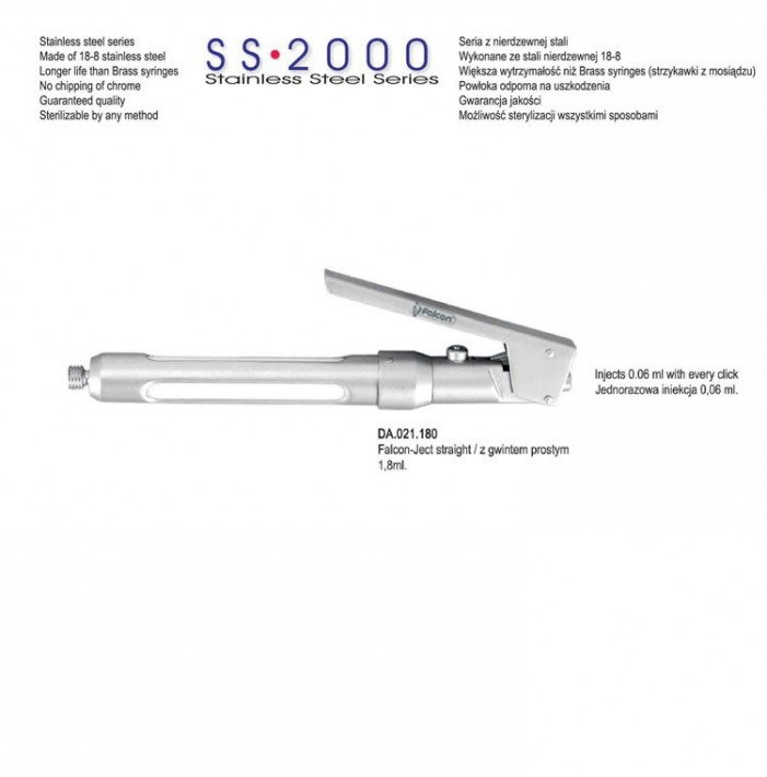 SS-2000 Syringe intraligamental Falcon-Ject straight 1.8ml. metric