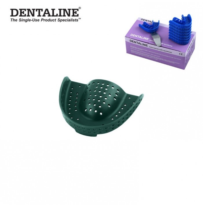 DENTALINE Disposable impression trays green, regular upper size L fig. 11 (Pack of 25 pieces)