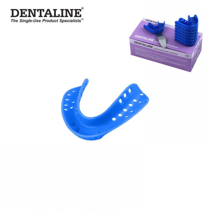 DENTALINE Disposable impression trays sky blue, edentulous lower size L fig. 4 (Pack of 25 pieces)