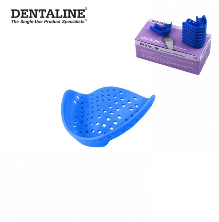 DENTALINE Disposable impression trays sky blue, edentulous upper size M fig. 5 (Pack of 25 pieces)