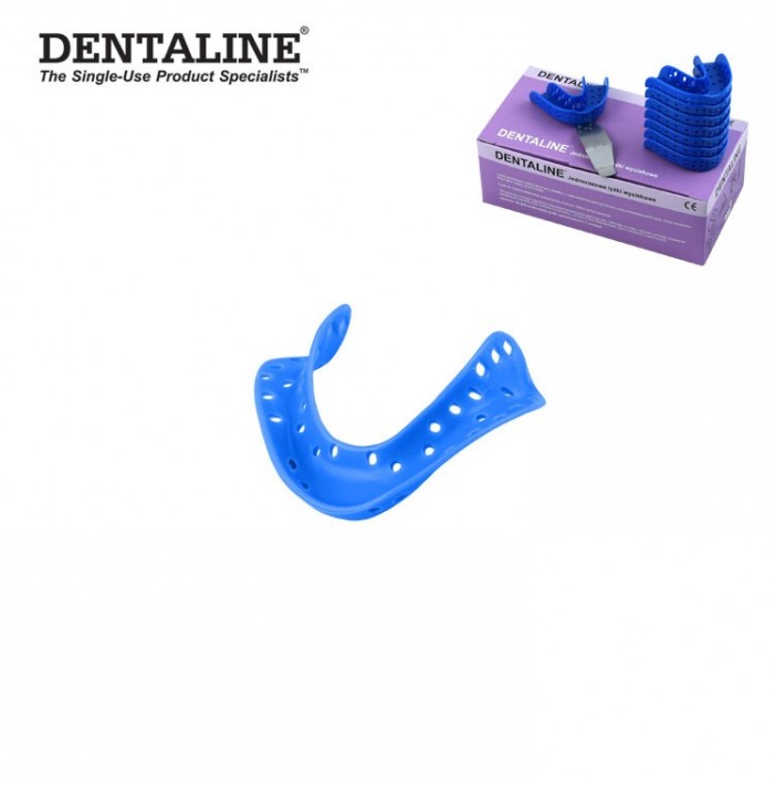DENTALINE Disposable impression trays sky blue, edentulous lower size M fig. 6 (Pack of 25 pieces)