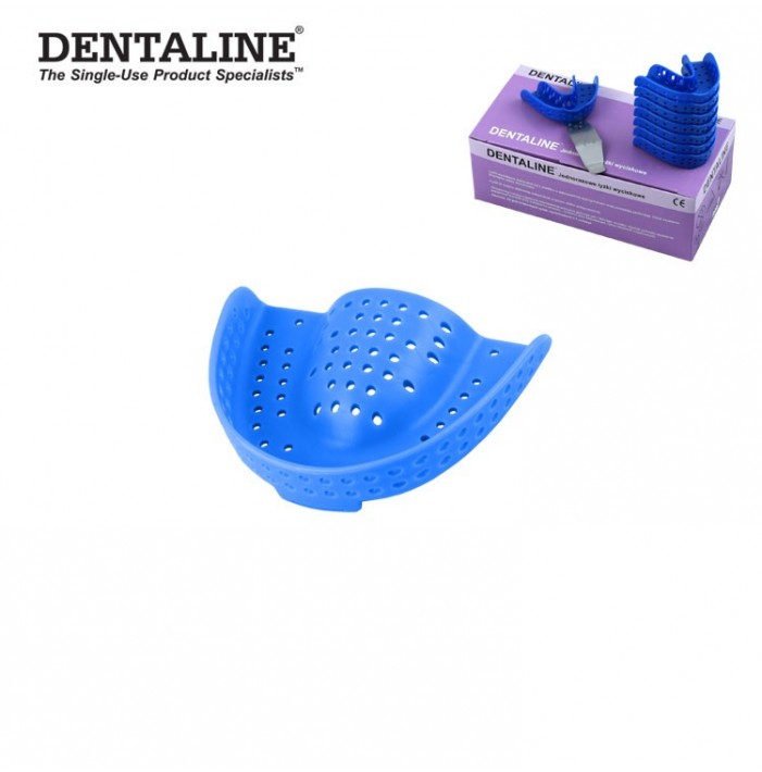 DENTALINE Disposable impression trays sky blue, regular upper size L fig. 11 (Pack of 25 pieces)
