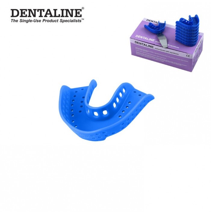 DENTALINE Disposable impression trays sky blue, regular lower size L fig. 12 (Pack of 25 pieces)