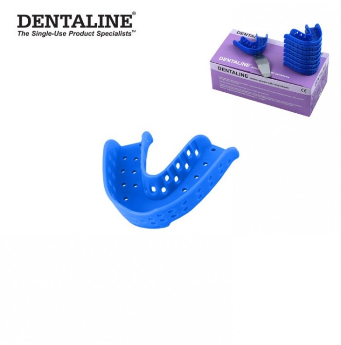 DENTALINE Disposable impression trays sky blue, regular lower size M fig. 14 (Pack of 25 pieces)