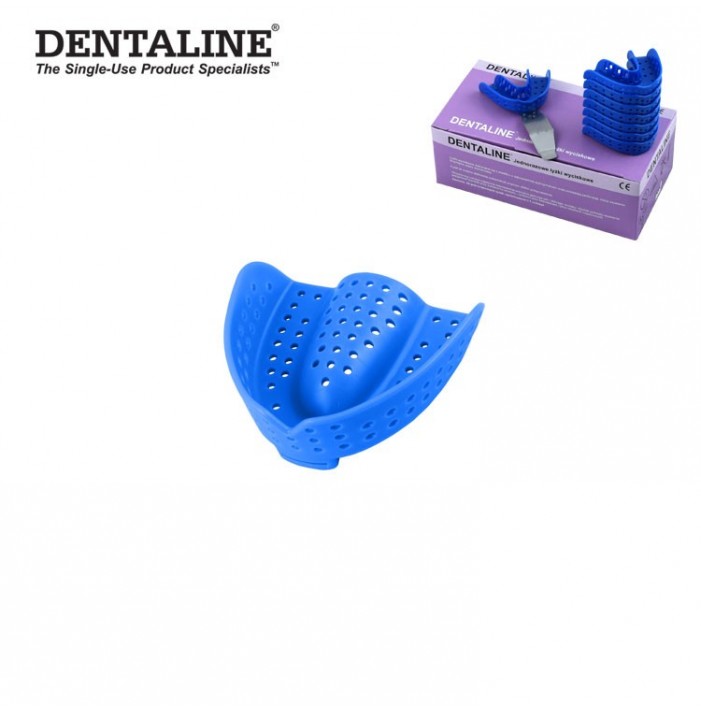 DENTALINE Disposable impression trays sky blue, orthodontic upper size L fig. 15 (Pack of 25 pieces)