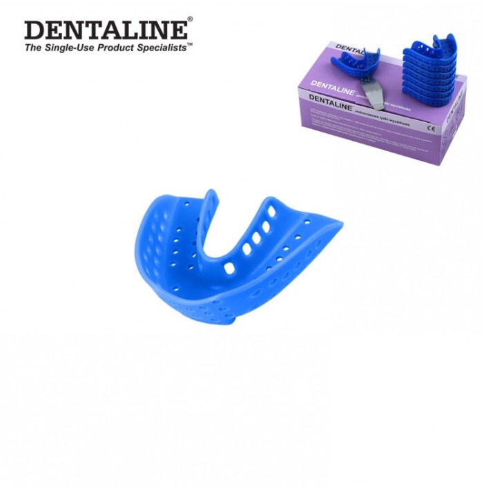DENTALINE Disposable impression trays sky blue, orthodontic lower size L fig. 16 (Pack of 25 pieces)