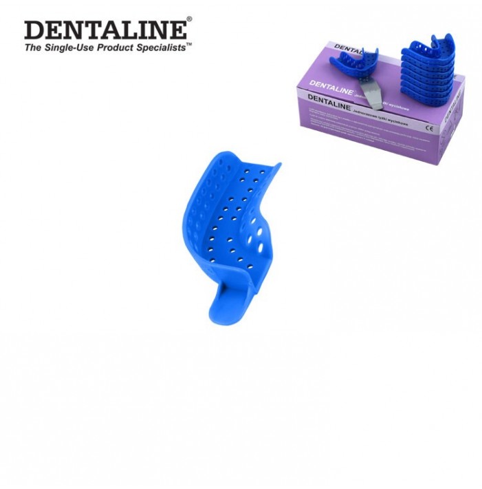 DENTALINE Disposable impression trays sky blue, partial upper left / lower right  fig. 22 (Pack of 25 pieces)