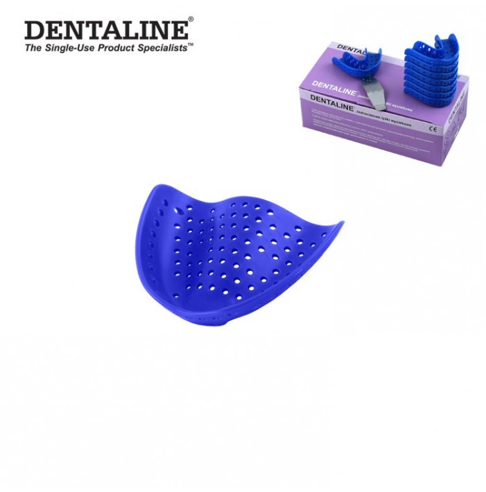 DENTALINE Disposable impression trays dark blue, edentulous upper size L fig. 3 (Pack of 25 pieces)