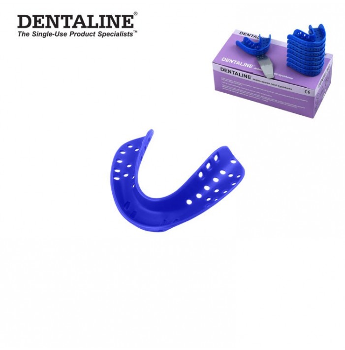 DENTALINE Disposable impression trays dark blue, edentulous lower size L fig. 4 (Pack of 25 pieces)