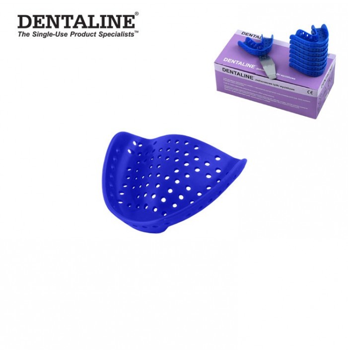 DENTALINE Disposable impression trays dark blue, edentulous upper size M fig. 5 (Pack of 25 pieces)