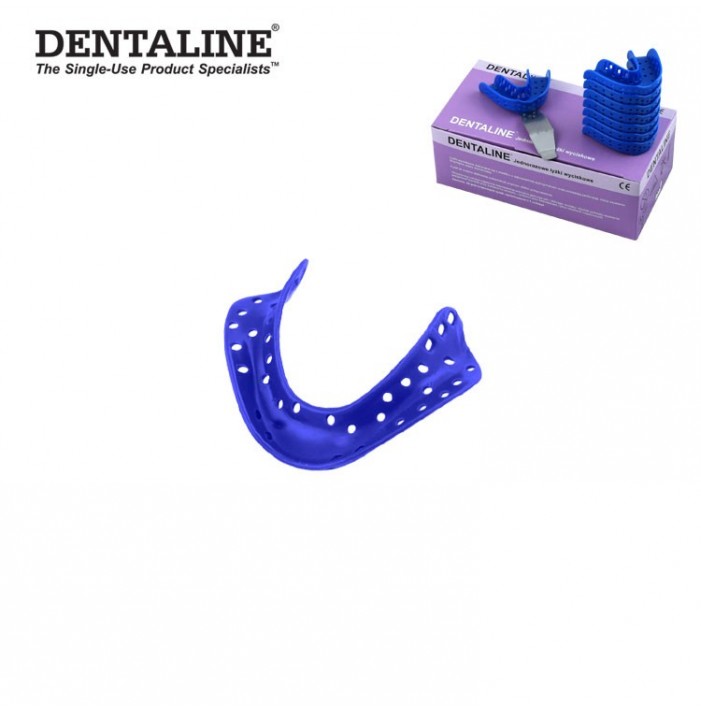 DENTALINE Disposable impression trays dark blue, edentulous lower size M fig. 6 (Pack of 25 pieces)